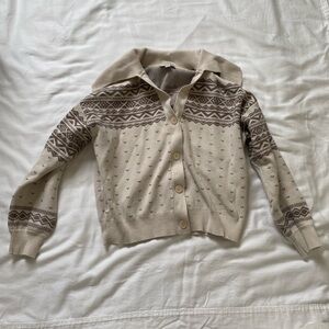 LOFT Beige and Brown Patterned Cardigan